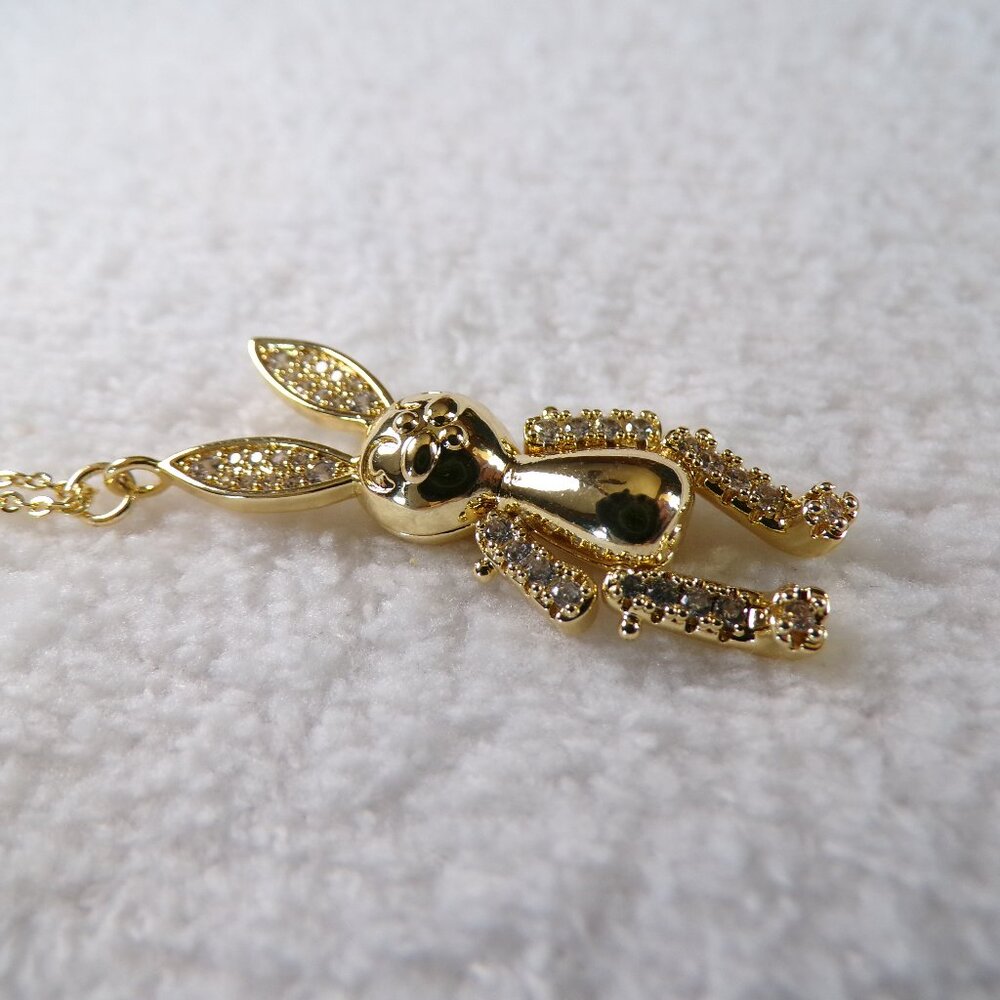 Moving Articulating Rabbit Pendant Necklace 18" - Picture 3 of 7